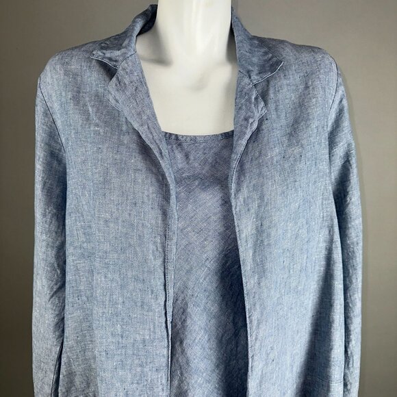 Bryn Walker Denim Chambray Spaghetti Strap Tank Dress Tunic & Jacket Set Small - Picture 7 of 11
